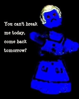 stencilled on black: you can’t break me today, come back tomorrow?