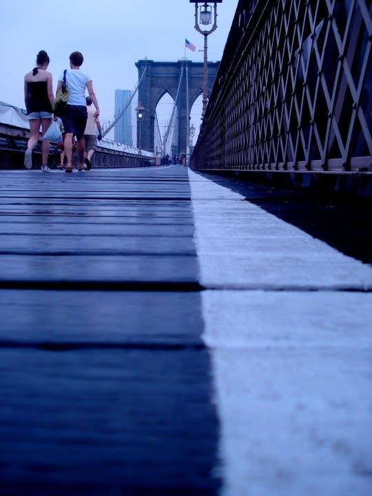 brooklyn bridge, the boards still wet.